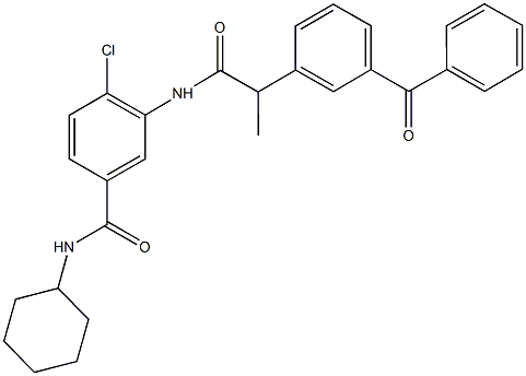 3-{[2-(3-benzoylphenyl)propanoyl]amino}-4-chloro-N-cyclohexylbenzamide Struktur