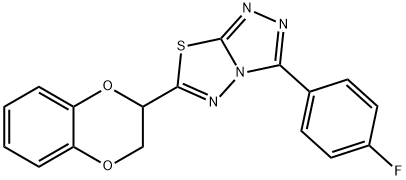 6-(2,3-dihydro-1,4-benzodioxin-2-yl)-3-(4-fluorophenyl)[1,2,4]triazolo[3,4-b][1,3,4]thiadiazole Struktur