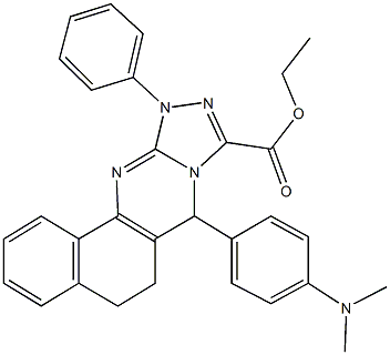 ethyl 7-[4-(dimethylamino)phenyl]-11-phenyl-5,6,7,11-tetrahydrobenzo[h][1,2,4]triazolo[3,4-b]quinazoline-9-carboxylate Struktur