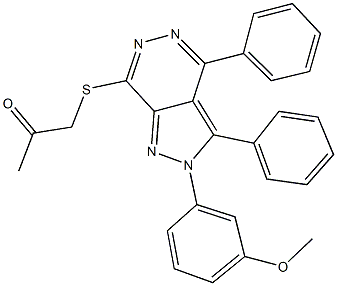 1-{[2-(3-methoxyphenyl)-3,4-diphenyl-2H-pyrazolo[3,4-d]pyridazin-7-yl]sulfanyl}acetone Struktur