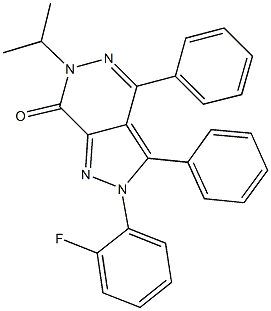 2-(2-fluorophenyl)-6-isopropyl-3,4-diphenyl-2,6-dihydro-7H-pyrazolo[3,4-d]pyridazin-7-one Struktur