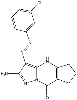 2-amino-3-[(3-chlorophenyl)diazenyl]-4,5,6,7-tetrahydro-8H-cyclopenta[d]pyrazolo[1,5-a]pyrimidin-8-one Struktur