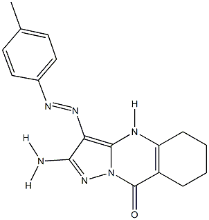 2-amino-3-[(4-methylphenyl)diazenyl]-5,6,7,8-tetrahydropyrazolo[5,1-b]quinazolin-9(4H)-one Struktur