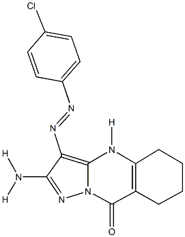 2-amino-3-[(4-chlorophenyl)diazenyl]-5,6,7,8-tetrahydropyrazolo[5,1-b]quinazolin-9(4H)-one Struktur