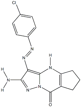 2-amino-3-[(4-chlorophenyl)diazenyl]-4,5,6,7-tetrahydro-8H-cyclopenta[d]pyrazolo[1,5-a]pyrimidin-8-one Struktur