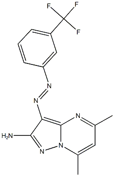 5,7-dimethyl-3-{[3-(trifluoromethyl)phenyl]diazenyl}pyrazolo[1,5-a]pyrimidin-2-ylamine Struktur