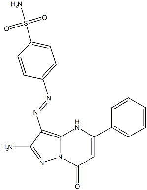 4-[(2-amino-7-oxo-5-phenyl-4,7-dihydropyrazolo[1,5-a]pyrimidin-3-yl)diazenyl]benzenesulfonamide Struktur