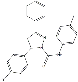 5-(4-chlorophenyl)-N-(4-methylphenyl)-3-phenyl-4,5-dihydro-1H-pyrazole-1-carboxamide Struktur