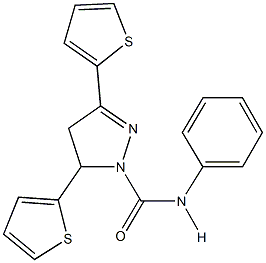 N-phenyl-3,5-di(2-thienyl)-4,5-dihydro-1H-pyrazole-1-carboxamide Struktur