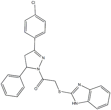 1H-benzimidazol-2-yl 2-[3-(4-chlorophenyl)-5-phenyl-4,5-dihydro-1H-pyrazol-1-yl]-2-oxoethyl sulfide Struktur