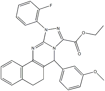 ethyl 11-(2-fluorophenyl)-7-(3-methoxyphenyl)-5,6,7,11-tetrahydrobenzo[h][1,2,4]triazolo[3,4-b]quinazoline-9-carboxylate Struktur