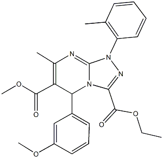 3-ethyl 6-methyl 5-(3-methoxyphenyl)-7-methyl-1-(2-methylphenyl)-1,5-dihydro[1,2,4]triazolo[4,3-a]pyrimidine-3,6-dicarboxylate Struktur