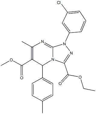 3-ethyl 6-methyl 1-(3-chlorophenyl)-7-methyl-5-(4-methylphenyl)-1,5-dihydro[1,2,4]triazolo[4,3-a]pyrimidine-3,6-dicarboxylate Struktur