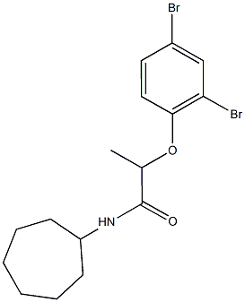 N-cycloheptyl-2-(2,4-dibromophenoxy)propanamide Struktur