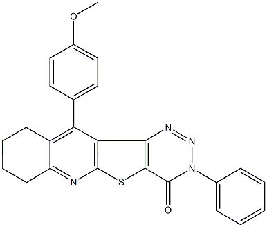 11-(4-methoxyphenyl)-3-phenyl-7,8,9,10-tetrahydro[1,2,3]triazino[4',5':4,5]thieno[2,3-b]quinolin-4(3H)-one Struktur