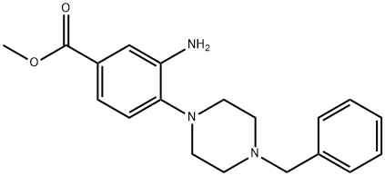 methyl 3-amino-4-(4-benzyl-1-piperazinyl)benzoate Struktur