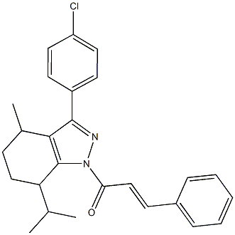 3-(4-chlorophenyl)-1-cinnamoyl-7-isopropyl-4-methyl-4,5,6,7-tetrahydro-1H-indazole Struktur