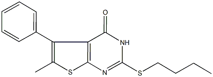 2-(butylsulfanyl)-6-methyl-5-phenylthieno[2,3-d]pyrimidin-4(3H)-one Struktur