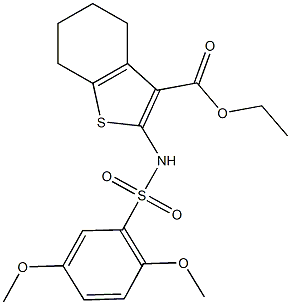 ethyl 2-{[(2,5-dimethoxyphenyl)sulfonyl]amino}-4,5,6,7-tetrahydro-1-benzothiophene-3-carboxylate Struktur