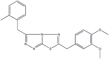 6-(3,4-dimethoxybenzyl)-3-(2-methylbenzyl)[1,2,4]triazolo[3,4-b][1,3,4]thiadiazole Struktur