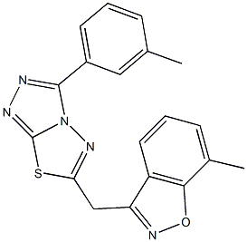 7-methyl-3-{[3-(3-methylphenyl)[1,2,4]triazolo[3,4-b][1,3,4]thiadiazol-6-yl]methyl}-1,2-benzisoxazole Struktur