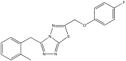 6-[(4-fluorophenoxy)methyl]-3-(2-methylbenzyl)[1,2,4]triazolo[3,4-b][1,3,4]thiadiazole Struktur