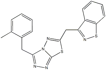 3-{[3-(2-methylbenzyl)[1,2,4]triazolo[3,4-b][1,3,4]thiadiazol-6-yl]methyl}-1,2-benzisothiazole Struktur