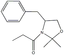 4-benzyl-2,2-dimethyl-3-propionyl-1,3-oxazolidine Struktur