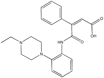 4-[2-(4-ethyl-1-piperazinyl)anilino]-4-oxo-3-phenyl-2-butenoic acid Struktur