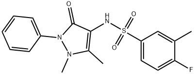 N-(1,5-dimethyl-3-oxo-2-phenyl-2,3-dihydro-1H-pyrazol-4-yl)-4-fluoro-3-methylbenzenesulfonamide Struktur