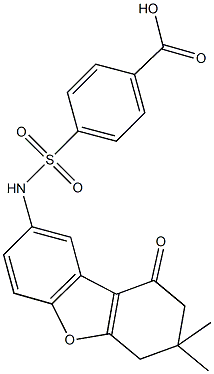 4-{[(7,7-dimethyl-9-oxo-6,7,8,9-tetrahydrodibenzo[b,d]furan-2-yl)amino]sulfonyl}benzoic acid Struktur