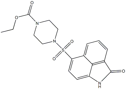 ethyl 4-[(2-oxo-1,2-dihydrobenzo[cd]indol-6-yl)sulfonyl]-1-piperazinecarboxylate Struktur