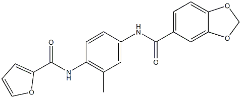 N-[4-(2-furoylamino)-3-methylphenyl]-1,3-benzodioxole-5-carboxamide Struktur