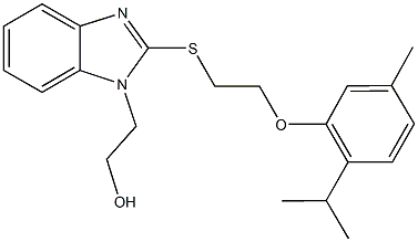 2-(2-{[2-(2-isopropyl-5-methylphenoxy)ethyl]sulfanyl}-1H-benzimidazol-1-yl)ethanol Struktur