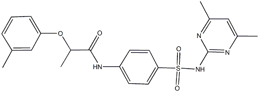 N-(4-{[(4,6-dimethyl-2-pyrimidinyl)amino]sulfonyl}phenyl)-2-(3-methylphenoxy)propanamide Struktur