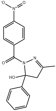 1-({4-nitrophenyl}carbonyl)-3-methyl-5-phenyl-4,5-dihydro-1H-pyrazol-5-ol Struktur