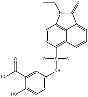 5-{[(1-ethyl-2-oxo-1,2-dihydrobenzo[cd]indol-6-yl)sulfonyl]amino}-2-hydroxybenzoic acid Struktur