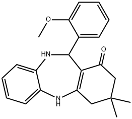 11-(2-methoxyphenyl)-3,3-dimethyl-2,3,4,5,10,11-hexahydro-1H-dibenzo[b,e][1,4]diazepin-1-one Struktur