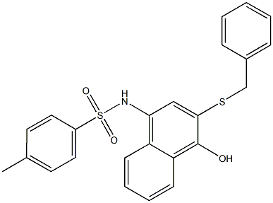 N-[3-(benzylsulfanyl)-4-hydroxy-1-naphthyl]-4-methylbenzenesulfonamide Struktur