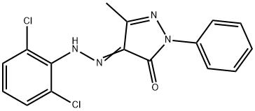 3-methyl-1-phenyl-1H-pyrazole-4,5-dione 4-[(2,6-dichlorophenyl)hydrazone] Struktur