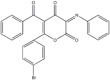 5-benzoyl-6-(4-bromophenyl)-3-(phenylimino)-2H-pyran-2,4(3H)-dione Struktur