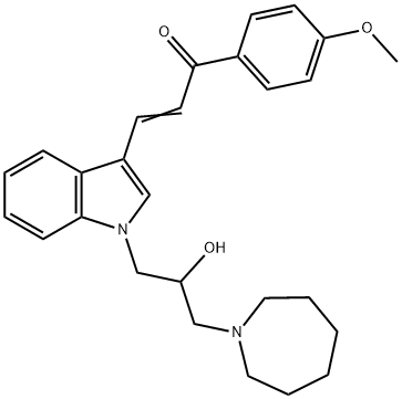 3-{1-[3-(1-azepanyl)-2-hydroxypropyl]-1H-indol-3-yl}-1-(4-methoxyphenyl)-2-propen-1-one Struktur