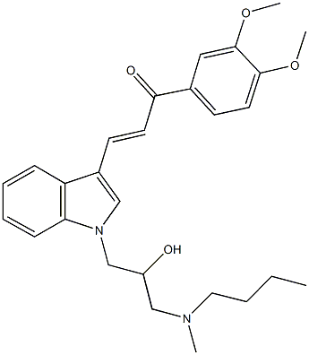 3-(1-{3-[butyl(methyl)amino]-2-hydroxypropyl}-1H-indol-3-yl)-1-(3,4-dimethoxyphenyl)-2-propen-1-one Struktur