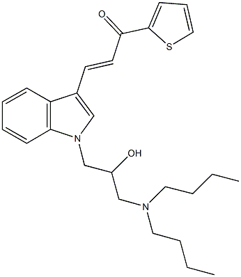 3-{1-[3-(dibutylamino)-2-hydroxypropyl]-1H-indol-3-yl}-1-(2-thienyl)-2-propen-1-one Struktur