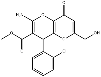 methyl 2-amino-4-(2-chlorophenyl)-6-(hydroxymethyl)-8-oxo-4,8-dihydropyrano[3,2-b]pyran-3-carboxylate Struktur