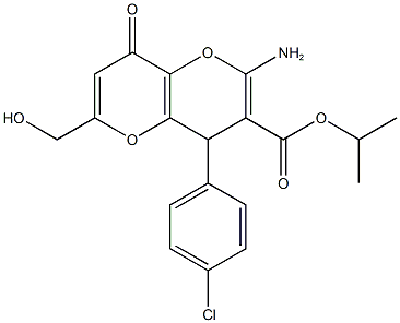 isopropyl 2-amino-4-(4-chlorophenyl)-6-(hydroxymethyl)-8-oxo-4,8-dihydropyrano[3,2-b]pyran-3-carboxylate Struktur