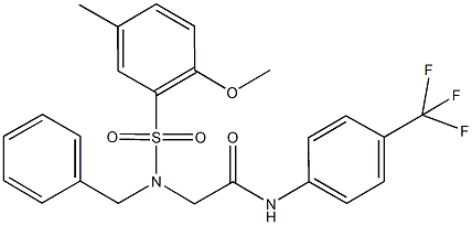 2-{benzyl[(2-methoxy-5-methylphenyl)sulfonyl]amino}-N-[4-(trifluoromethyl)phenyl]acetamide Struktur