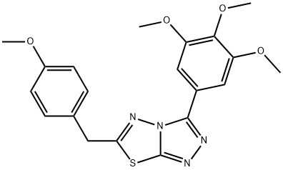 6-(4-methoxybenzyl)-3-(3,4,5-trimethoxyphenyl)[1,2,4]triazolo[3,4-b][1,3,4]thiadiazole Struktur