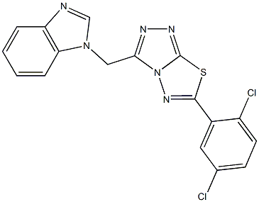 1-{[6-(2,5-dichlorophenyl)[1,2,4]triazolo[3,4-b][1,3,4]thiadiazol-3-yl]methyl}-1H-benzimidazole Struktur