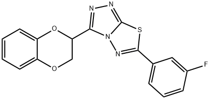 3-(2,3-dihydro-1,4-benzodioxin-2-yl)-6-(3-fluorophenyl)[1,2,4]triazolo[3,4-b][1,3,4]thiadiazole Struktur